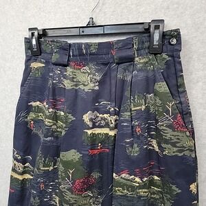 VTG 90s BUSHWACKER USA Maxi Skirt Navy Fishing Mountains Cottagecore‎ Waist 24"